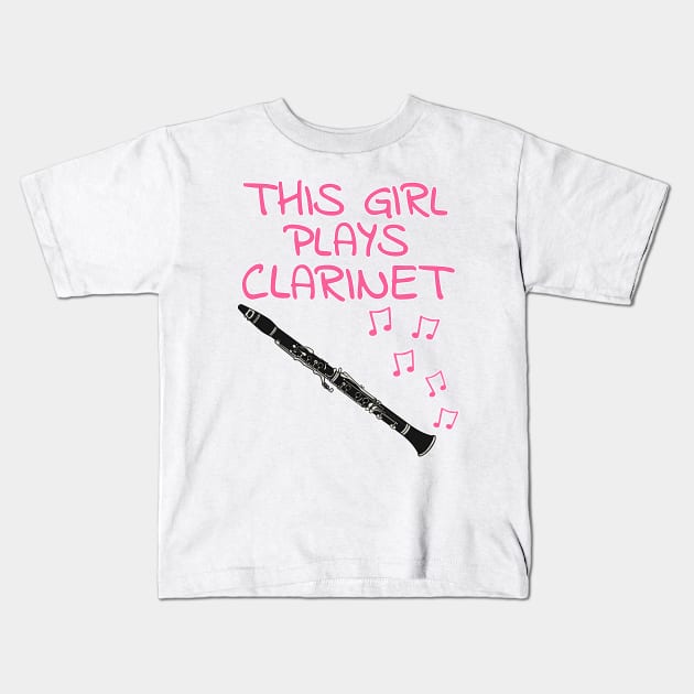 This Girl Plays Clarinet, Female Clarinetist, Woodwind Musician Kids T-Shirt by doodlerob